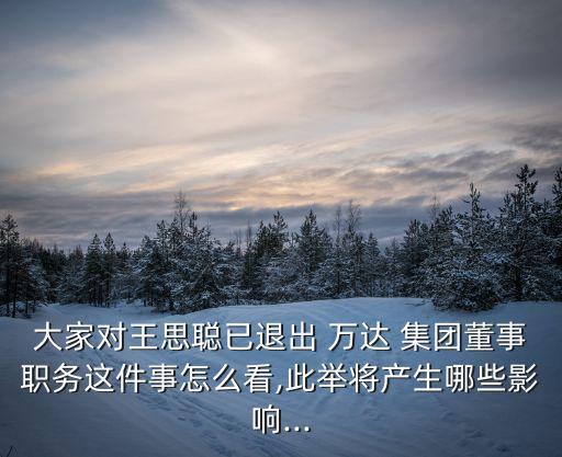 大家對王思聰已退出 萬達 集團董事職務(wù)這件事怎么看,此舉將產(chǎn)生哪些影響...