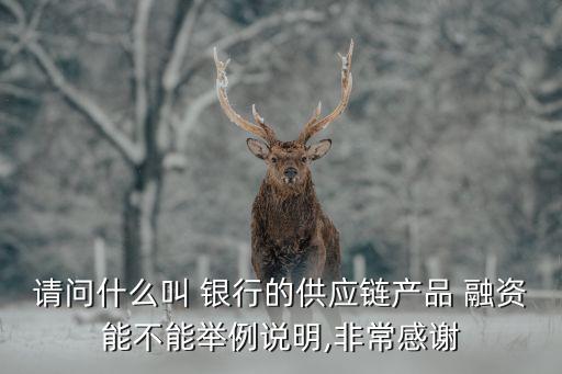 請(qǐng)問(wèn)什么叫 銀行的供應(yīng)鏈產(chǎn)品 融資能不能舉例說(shuō)明,非常感謝