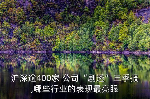 滬深逾400家 公司“劇透”三季報,哪些行業(yè)的表現(xiàn)最亮眼