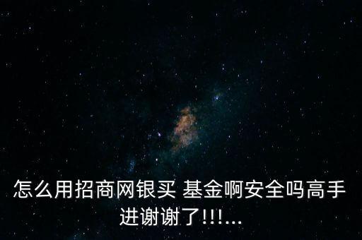 怎么用招商網銀買 基金啊安全嗎高手進謝謝了!!!…