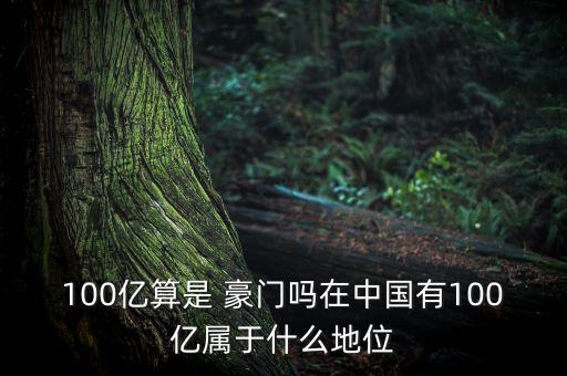 100億算是 豪門嗎在中國(guó)有100億屬于什么地位