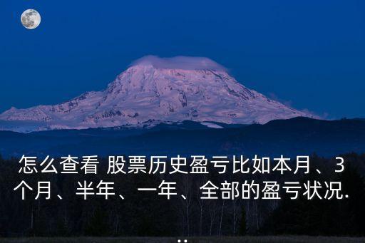 怎么查看 股票歷史盈虧比如本月、3個月、半年、一年、全部的盈虧狀況...