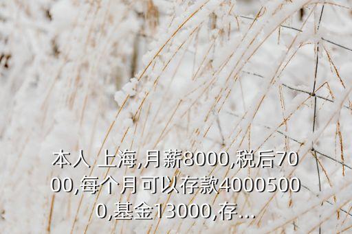 本人 上海,月薪8000,稅后7000,每個(gè)月可以存款40005000,基金13000,存...