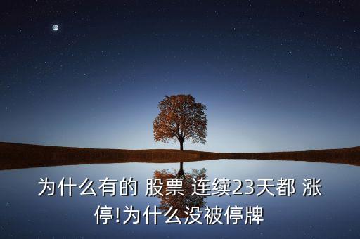 為什么有的 股票 連續(xù)23天都 漲停!為什么沒(méi)被停牌