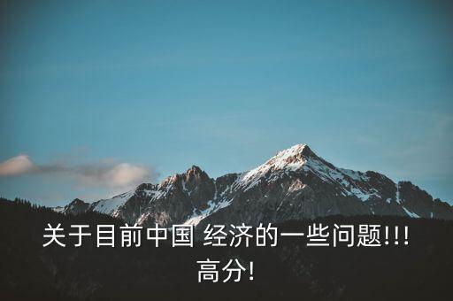 關(guān)于目前中國(guó) 經(jīng)濟(jì)的一些問(wèn)題!!!高分!