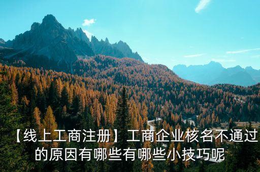 【線上工商注冊(cè)】工商企業(yè)核名不通過的原因有哪些有哪些小技巧呢