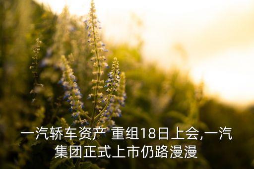 一汽轎車(chē)資產(chǎn) 重組18日上會(huì),一汽集團(tuán)正式上市仍路漫漫