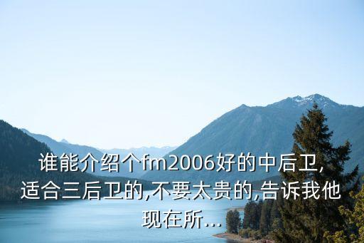 誰能介紹個fm2006好的中后衛(wèi),適合三后衛(wèi)的,不要太貴的,告訴我他現(xiàn)在所...