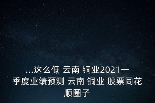 ...這么低 云南 銅業(yè)2021一季度業(yè)績預(yù)測 云南 銅業(yè) 股票同花順圈子