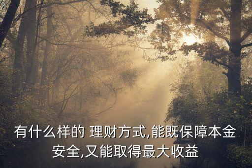 有什么樣的 理財方式,能既保障本金安全,又能取得最大收益