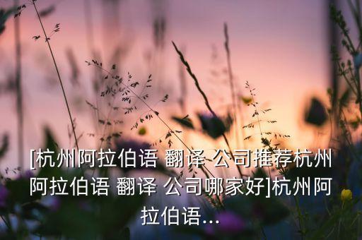 [杭州阿拉伯語 翻譯 公司推薦杭州阿拉伯語 翻譯 公司哪家好]杭州阿拉伯語...