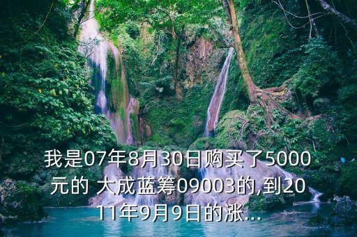 我是07年8月30日購買了5000元的 大成藍籌09003的,到2011年9月9日的漲...