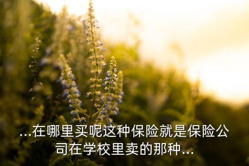 ...在哪里買(mǎi)呢這種保險(xiǎn)就是保險(xiǎn)公司在學(xué)校里賣(mài)的那種...