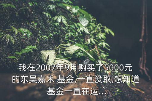 我在2007年9月購(gòu)買(mǎi)了5000元的東吳嘉禾 基金,一直沒(méi)取,想知道 基金一直在運(yùn)...