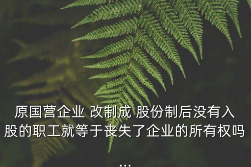 原國營企業(yè) 改制成 股份制后沒有入股的職工就等于喪失了企業(yè)的所有權嗎...