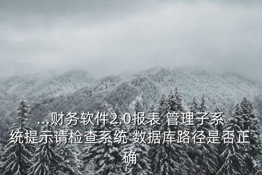 ...財(cái)務(wù)軟件2.0報(bào)表 管理子系統(tǒng)提示請(qǐng)檢查系統(tǒng) 數(shù)據(jù)庫(kù)路徑是否正確