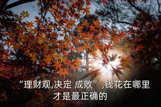 “理財(cái)觀(guān),決定 成敗”,錢(qián)花在哪里才是最正確的