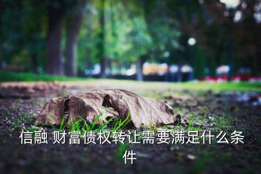  信融 財(cái)富債權(quán)轉(zhuǎn)讓需要滿(mǎn)足什么條件