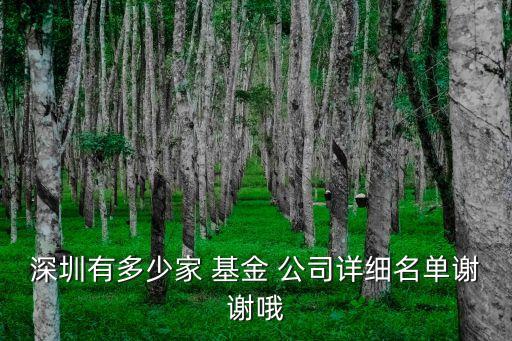 深圳有多少家 基金 公司詳細(xì)名單謝謝哦