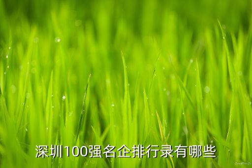 深圳100強名企排行錄有哪些