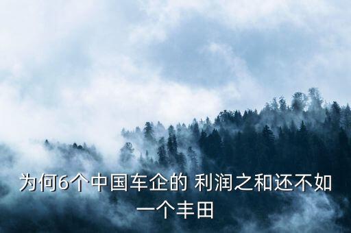 為何6個(gè)中國車企的 利潤之和還不如一個(gè)豐田