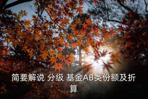 簡(jiǎn)要解說(shuō) 分級(jí) 基金AB類份額及折算