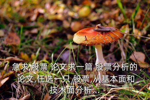 急求 股票 論文求一篇 股票分析的 論文,任選一只 股票,從基本面和技術面分析...