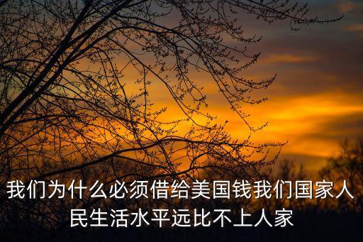 我們?yōu)槭裁幢仨毥杞o美國錢我們國家人民生活水平遠(yuǎn)比不上人家