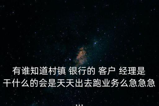 有誰知道村鎮(zhèn) 銀行的 客戶 經理是干什么的會是天天出去跑業(yè)務么急急急...