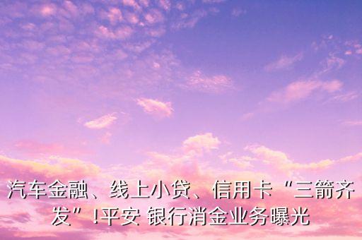 汽車金融、線上小貸、信用卡“三箭齊發(fā)”!平安 銀行消金業(yè)務曝光