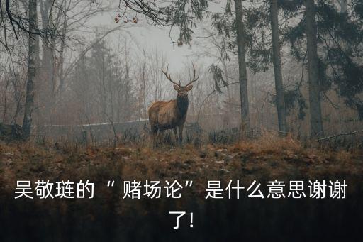 吳敬璉的“ 賭場論”是什么意思謝謝了!