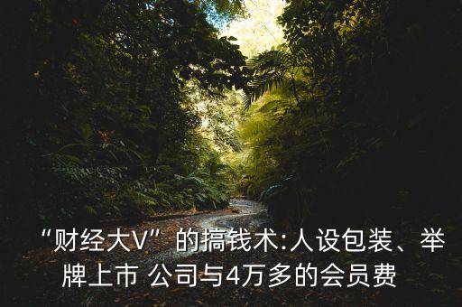 “財經(jīng)大V”的搞錢術(shù):人設(shè)包裝、舉牌上市 公司與4萬多的會員費