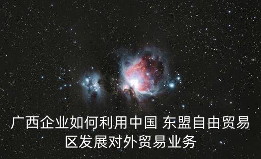 廣西企業(yè)如何利用中國 東盟自由貿(mào)易區(qū)發(fā)展對外貿(mào)易業(yè)務(wù)