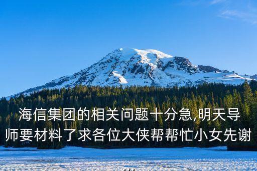  海信集團的相關問題十分急,明天導師要材料了求各位大俠幫幫忙小女先謝...