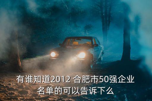 有誰知道2012 合肥市50強企業(yè)名單的可以告訴下么