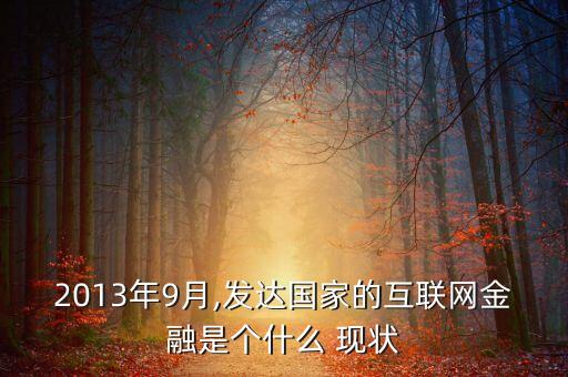 2013年9月,發(fā)達國家的互聯(lián)網(wǎng)金融是個什么 現(xiàn)狀