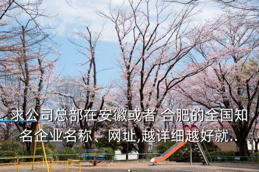 求公司總部在安徽或者 合肥的全國知名企業(yè)名稱、網(wǎng)址,越詳細(xì)越好就...