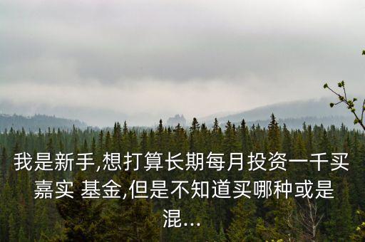 我是新手,想打算長期每月投資一千買 嘉實(shí) 基金,但是不知道買哪種或是混...