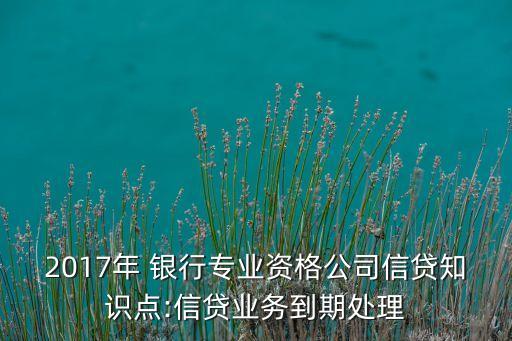 2017年 銀行專業(yè)資格公司信貸知識點:信貸業(yè)務(wù)到期處理