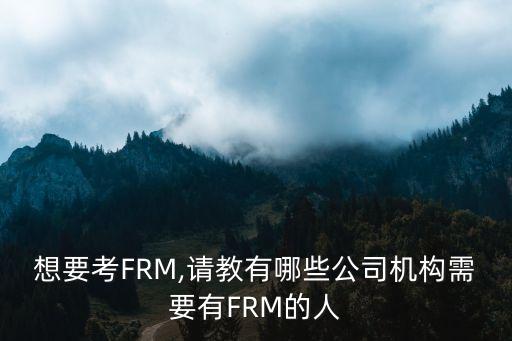 想要考FRM,請教有哪些公司機構需要有FRM的人