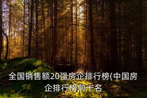 全國銷售額20強房企排行榜(中國房企排行榜前十名