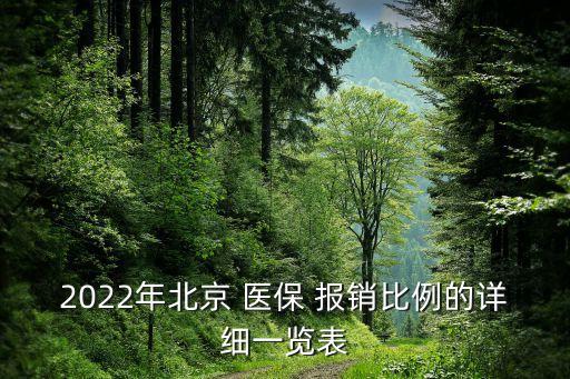 2022年北京 醫(yī)保 報銷比例的詳細一覽表