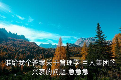 誰給我個答案關于管理學 巨人集團的興衰的問題.急急急