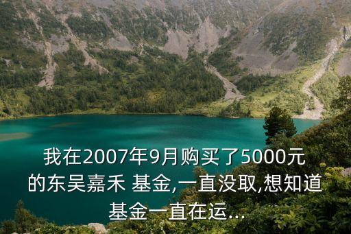 我在2007年9月購買了5000元的東吳嘉禾 基金,一直沒取,想知道 基金一直在運...