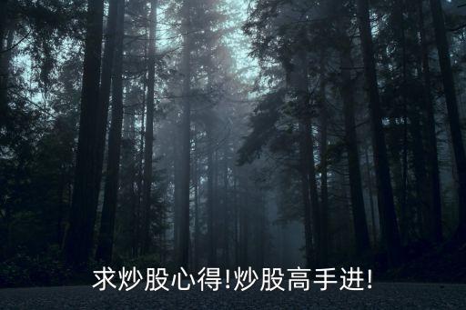 求炒股心得!炒股高手進!