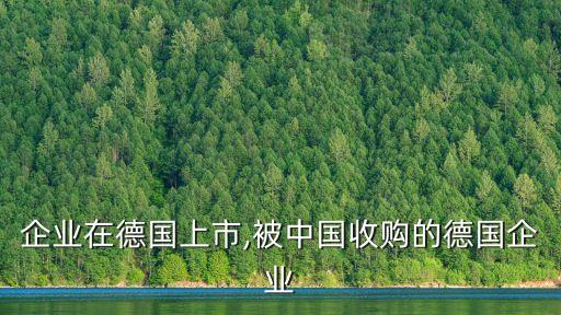 中國(guó)企業(yè)在德國(guó)上市,被中國(guó)收購(gòu)的德國(guó)企業(yè)