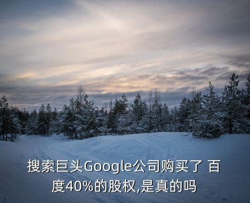 搜索巨頭Google公司購(gòu)買了 百度40%的股權(quán),是真的嗎