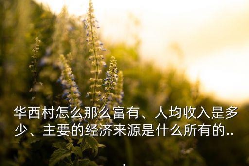  華西村怎么那么富有、人均收入是多少、主要的經(jīng)濟(jì)來源是什么所有的...