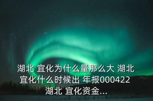  湖北 宜化為什么量那么大 湖北 宜化什么時候出 年報000422 湖北 宜化資金...