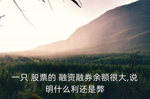 一只 股票的 融資融券余額很大,說(shuō)明什么利還是弊